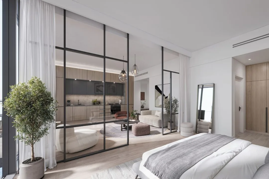 Bedroom and kitchen view